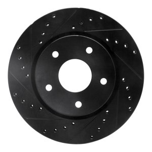 Chrysler Town & Country Brake Rotor (1) - Front Left - R1 Concepts - Drilled & Slotted - Black - `08-`16